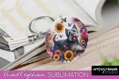 Scottish Terrier Keychain Dog Sublimation Floral PNG Product Image 1