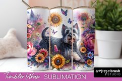 Scottish Terrier Tumbler Wrap Dog Sublimation Floral PNG Product Image 1