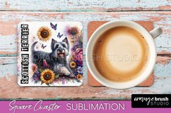 Dog Square Coaster - Dog Mom Floral Coaster Sublimation Product Image 1