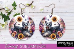 Scottish Terrier Earrings Dog Sublimation Floral PNG Product Image 1