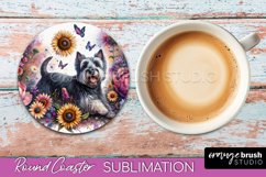 Scottish Terrier Round Coaster Dog Sublimation Floral PNG Product Image 1