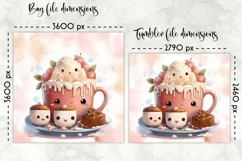 Christmas Lunch Bag Print | Kawaii Hot Chocolate and Cookies Product Image 2