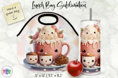 Christmas Lunch Bag Print | Kawaii Hot Chocolate and Cookies Product Image 1