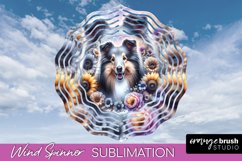 Shetland Sheepdog Wind Spinner Dog Sublimation Floral PNG Product Image 1