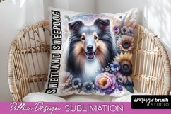 Dog Pillow Cover - Dog Mom Floral Pillow Sublimation Product Image 1