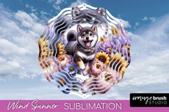 Shiba Inu Wind Spinner Dog Sublimation Floral PNG Product Image 1