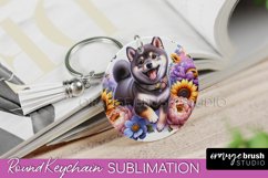 Shiba Inu Keychain Dog Sublimation Floral PNG Product Image 1