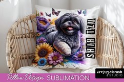Dog Pillow Cover - Dog Mom Floral Pillow Sublimation Product Image 1