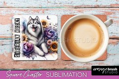Dog Square Coaster - Dog Mom Floral Coaster Sublimation Product Image 1