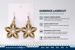 Simple Flower Earring SVG | Minimalist Laser Cut Jewelry Product Image 1