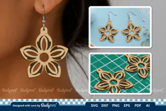 Simple Flower Earring SVG | Minimalist Laser Cut Jewelry Product Image 3