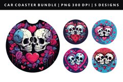 Skull Keychain And Car Coaster Sublimation Design Product Image 1