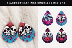 Skull Teardrop Earring Sublimation PNG Design Product Image 1