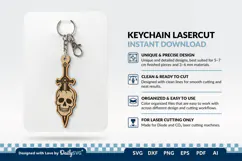 Skull and Sword Keychain SVG | Gothic Knight Cut File Product Image 1