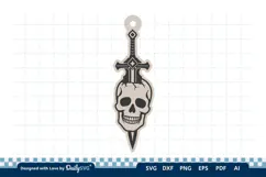 Skull and Sword Keychain SVG | Gothic Knight Cut File Product Image 3