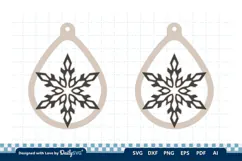 Snowflake Teardrop Earring SVG | Winter Jewelry Cut File Product Image 1
