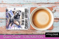 Dog Square Coaster - Dog Mom Floral Coaster Sublimation Product Image 1