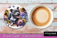 Staffordshire Bull Terrier Round Coaster Dog Sublimation PNG Product Image 1