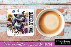 Dog Square Coaster - Dog Mom Floral Coaster Sublimation Product Image 1