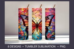 Stained Glass Butterfly Tumbler Wrap Sublimation Product Image 1