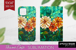 Stained Glass Phone Case PNG - Flowers Case PNG Sublimation Product Image 1