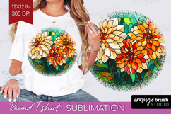 Stained Glass Round Tshirt Background - Flowers PNG Product Image 1