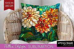 Stained Glass Pillow Sublimation - Flowers Pillow Cover PNG Product Image 1