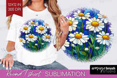 Stained Glass Round Tshirt Background - Flowers PNG Product Image 1
