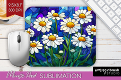 Stained Glass Mouse Pad Sublimation - Flowers Mousepad PNG Product Image 1