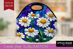 Stained Glass Lunch Bag - Flowers Lunch Bug PNG Sublimation Product Image 1