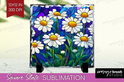 Stained Glass Slate PNG - Flowers Square Slate Sublimation Product Image 1