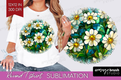 Stained Glass Round Tshirt Background - Flowers PNG Product Image 1