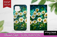 Stained Glass Phone Case PNG - Flowers Case PNG Sublimation Product Image 1