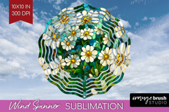 Stained Glass Wind Spinner Sublimation PNG - Flowers Round Product Image 1