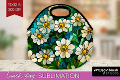 Stained Glass Lunch Bag - Flowers Lunch Bug PNG Sublimation Product Image 1