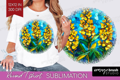 Stained Glass Round Tshirt Background - Flowers PNG Product Image 1