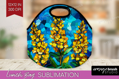 Stained Glass Lunch Bag - Flowers Lunch Bug PNG Sublimation Product Image 1