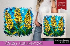 Stained Glass Tote Bag - Flowers Tote Bag PNG Sublimation Product Image 1