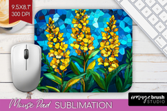 Stained Glass Mouse Pad Sublimation - Flowers Mousepad PNG Product Image 1