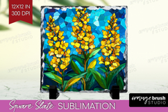 Stained Glass Slate PNG - Flowers Square Slate Sublimation Product Image 1