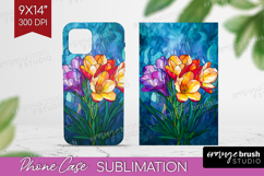 Stained Glass Phone Case PNG - Flowers Case PNG Sublimation Product Image 1