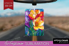 Stained Glass Air Freshener PNG - Flowers PNG Sublimation Product Image 1