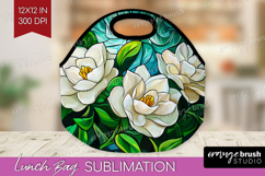 Stained Glass Lunch Bag - Flowers Lunch Bug PNG Sublimation Product Image 1