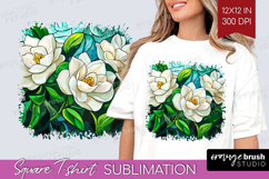 Stained Glass Square Tshirt Background - Flowers PNG Product Image 1