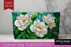 Stained Glass Cosmetic Bag - Flowers Makeup Bag PNG Product Image 1