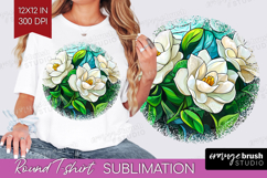 Stained Glass Round Tshirt Background - Flowers PNG Product Image 1