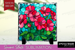 Stained Glass Slate PNG - Flowers Square Slate Sublimation Product Image 1