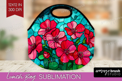 Stained Glass Lunch Bag - Flowers Lunch Bug PNG Sublimation Product Image 1