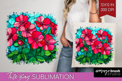Stained Glass Tote Bag - Flowers Tote Bag PNG Sublimation Product Image 1