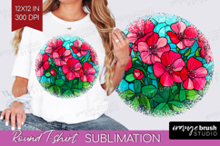 Stained Glass Round Tshirt Background - Flowers PNG Product Image 1